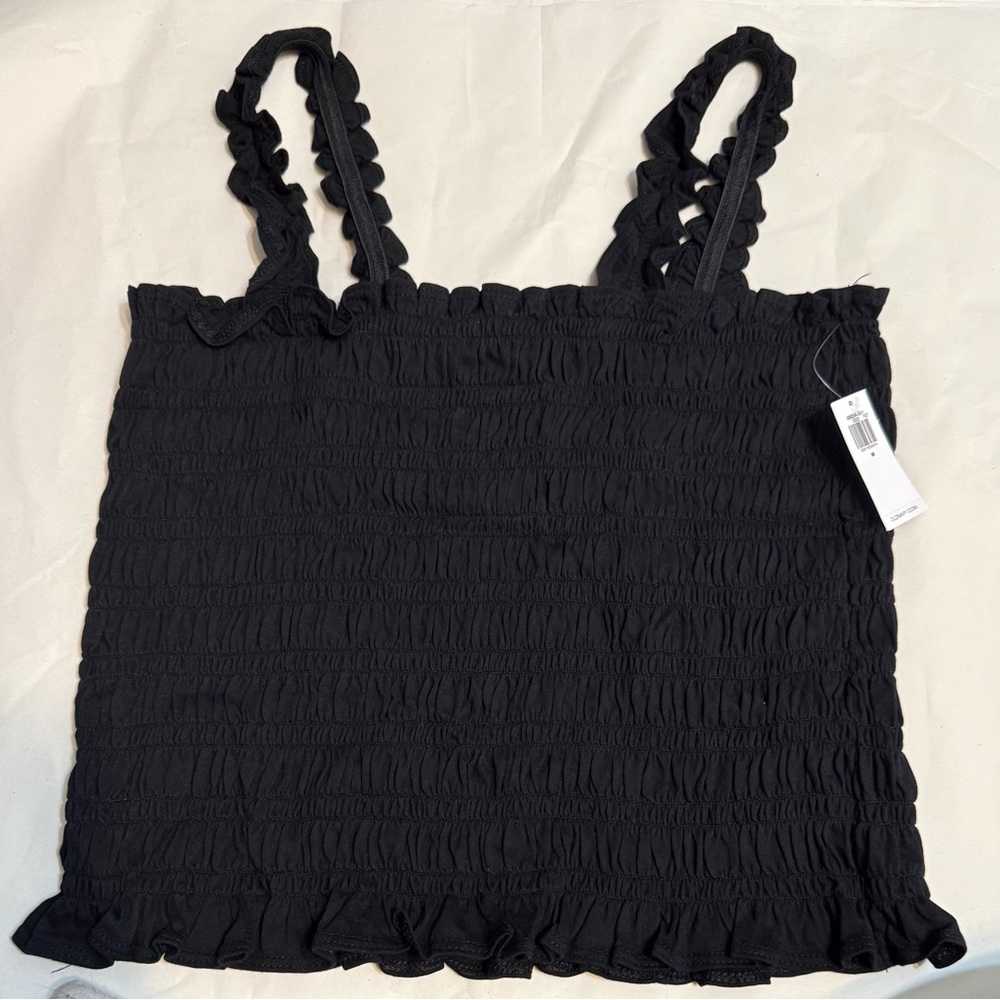 NWT Fitted Smocked Tank Top Medium Black Jack - Picture 3 of 6